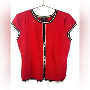 HADI Collection sleeveless knit tank top with black and white trim size large.